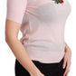 Cashmere Floral Embroidered Short Sleeve Top