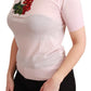 Cashmere Floral Embroidered Short Sleeve Top