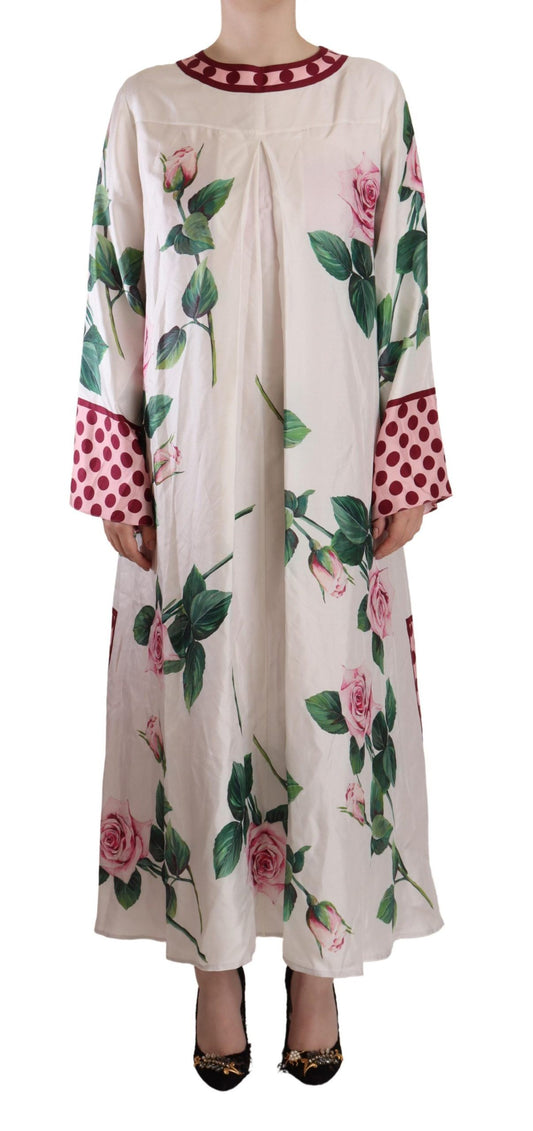 Floral Silk Kaftan Dress - Blossom Enchantment