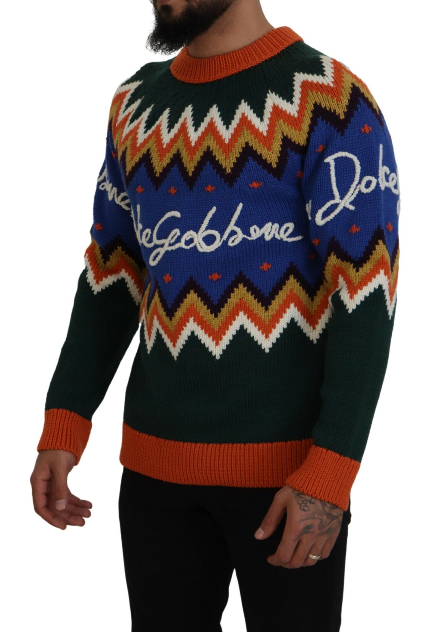 Multicolor Virgin Wool Pullover Sweater