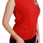 Red Tank Vest Crystal Flower Wool Top