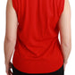 Red Tank Vest Crystal Flower Wool Top