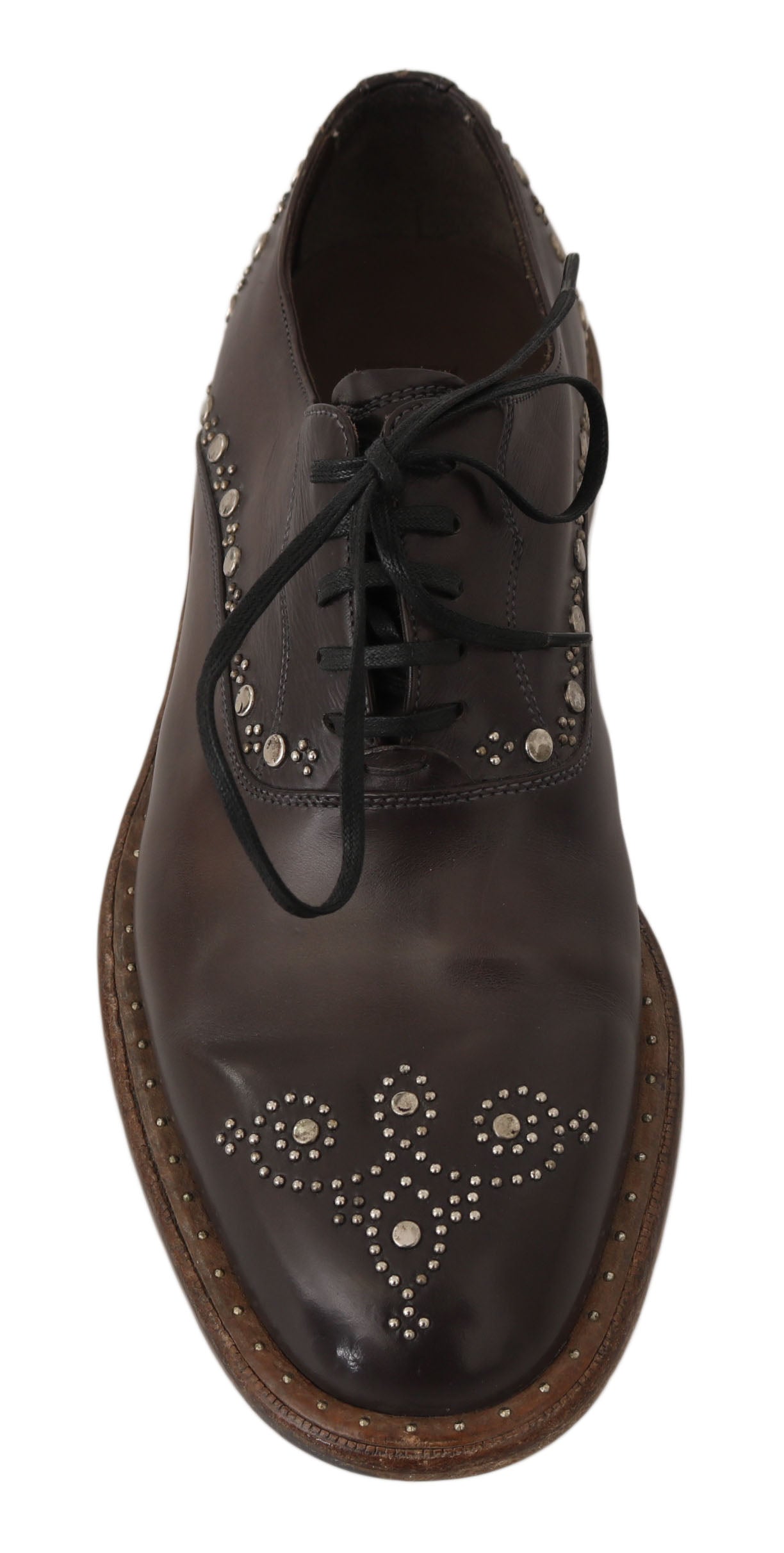 Elegant Studded Brown Leather Derby Shoes