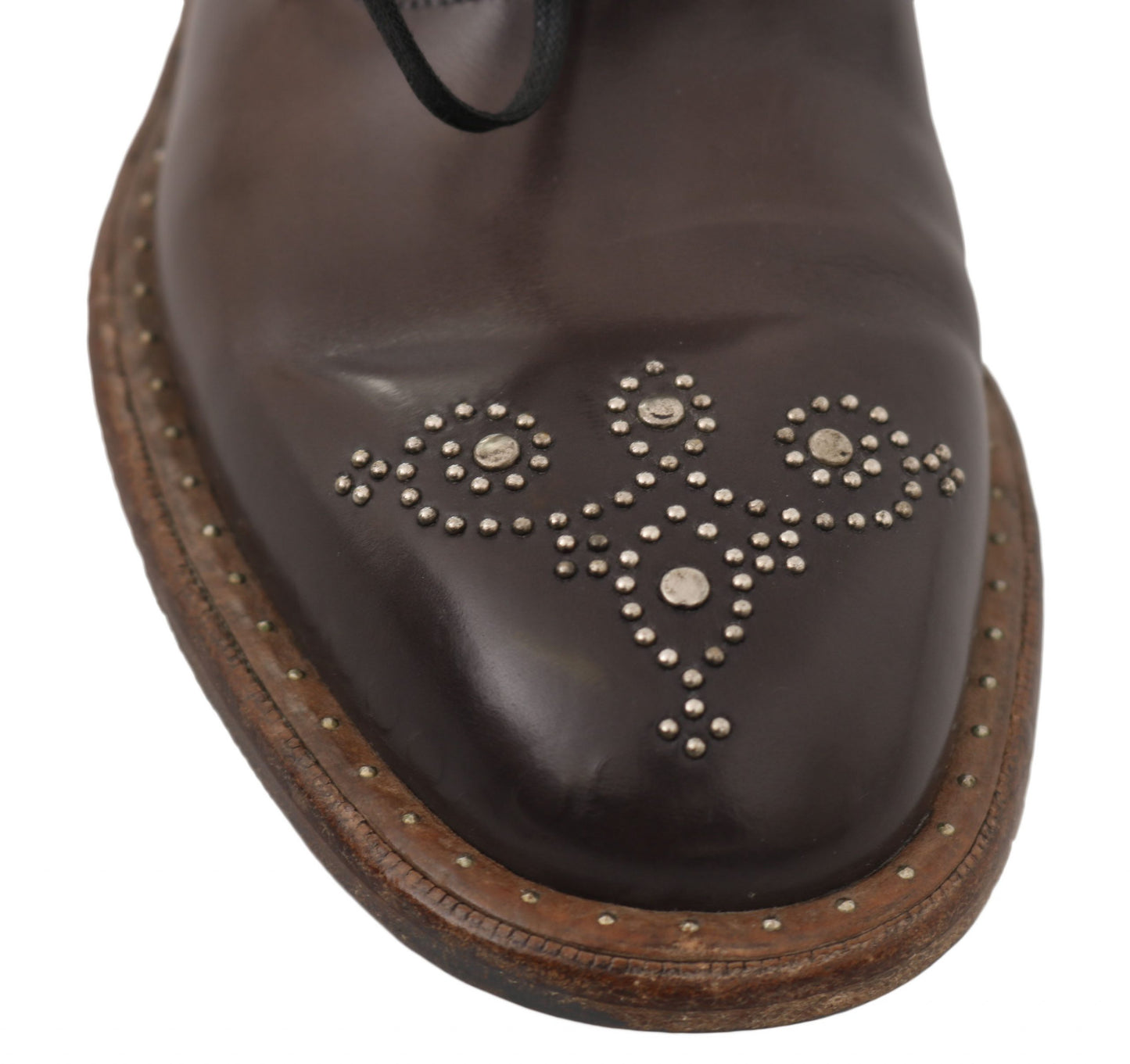 Elegant Studded Brown Leather Derby Shoes