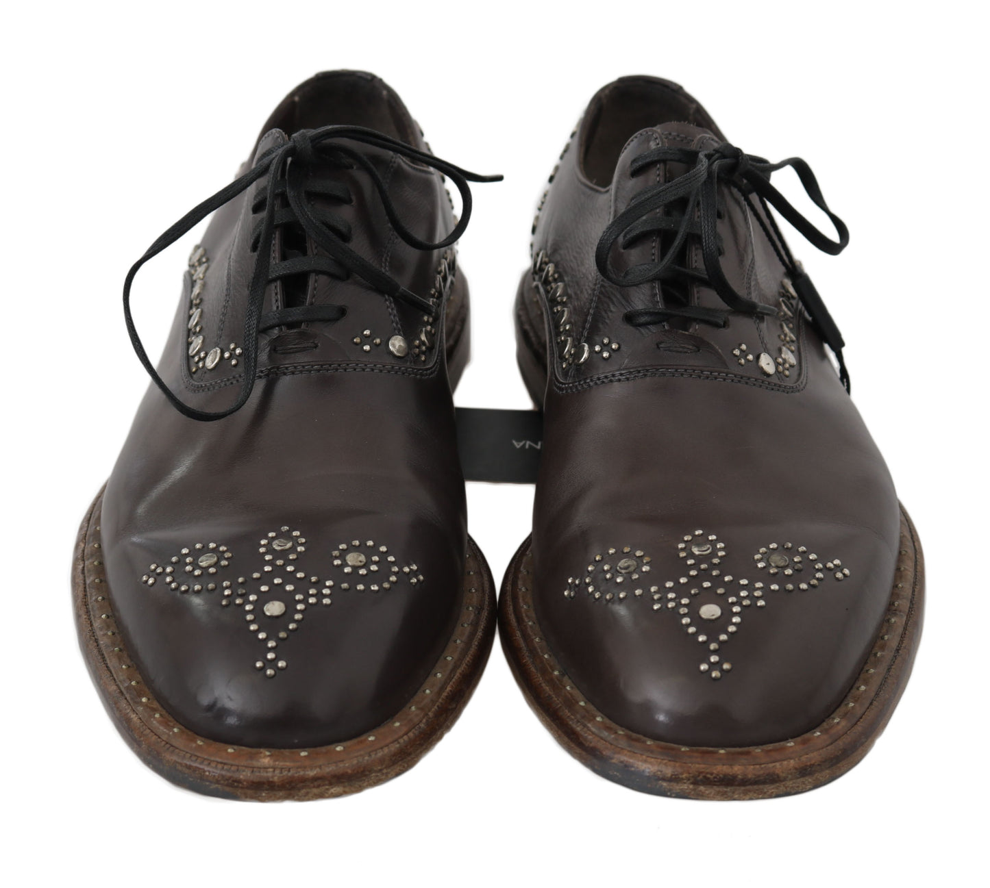 Elegant Studded Brown Leather Derby Shoes