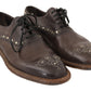 Elegant Studded Brown Leather Derby Shoes