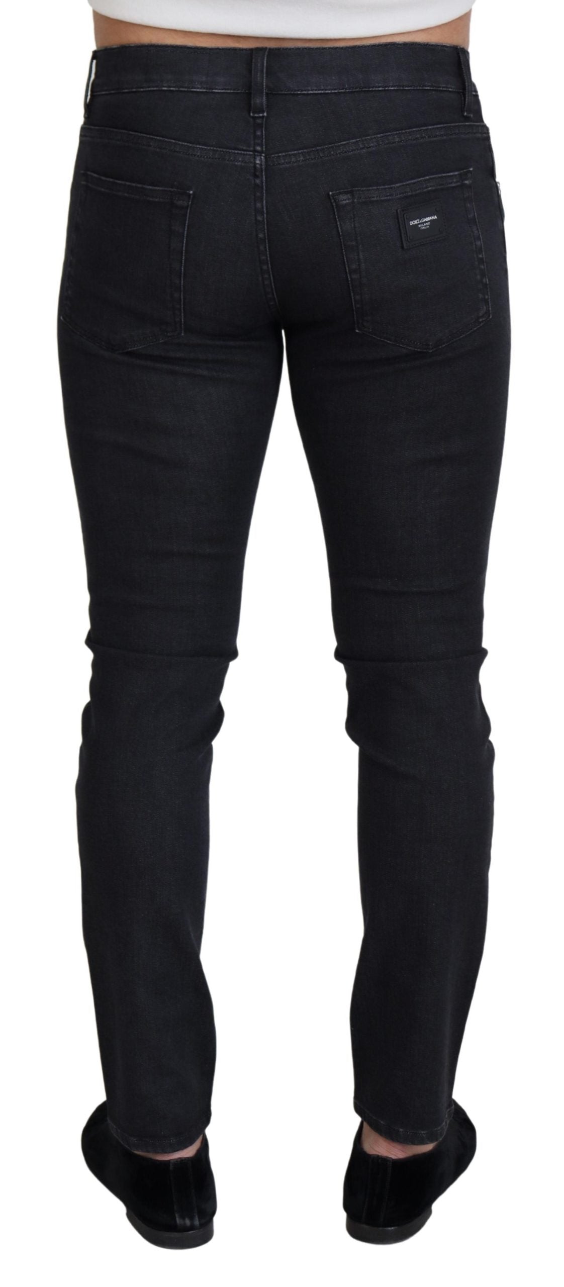 Elegant Black Cotton Stretch Jeans