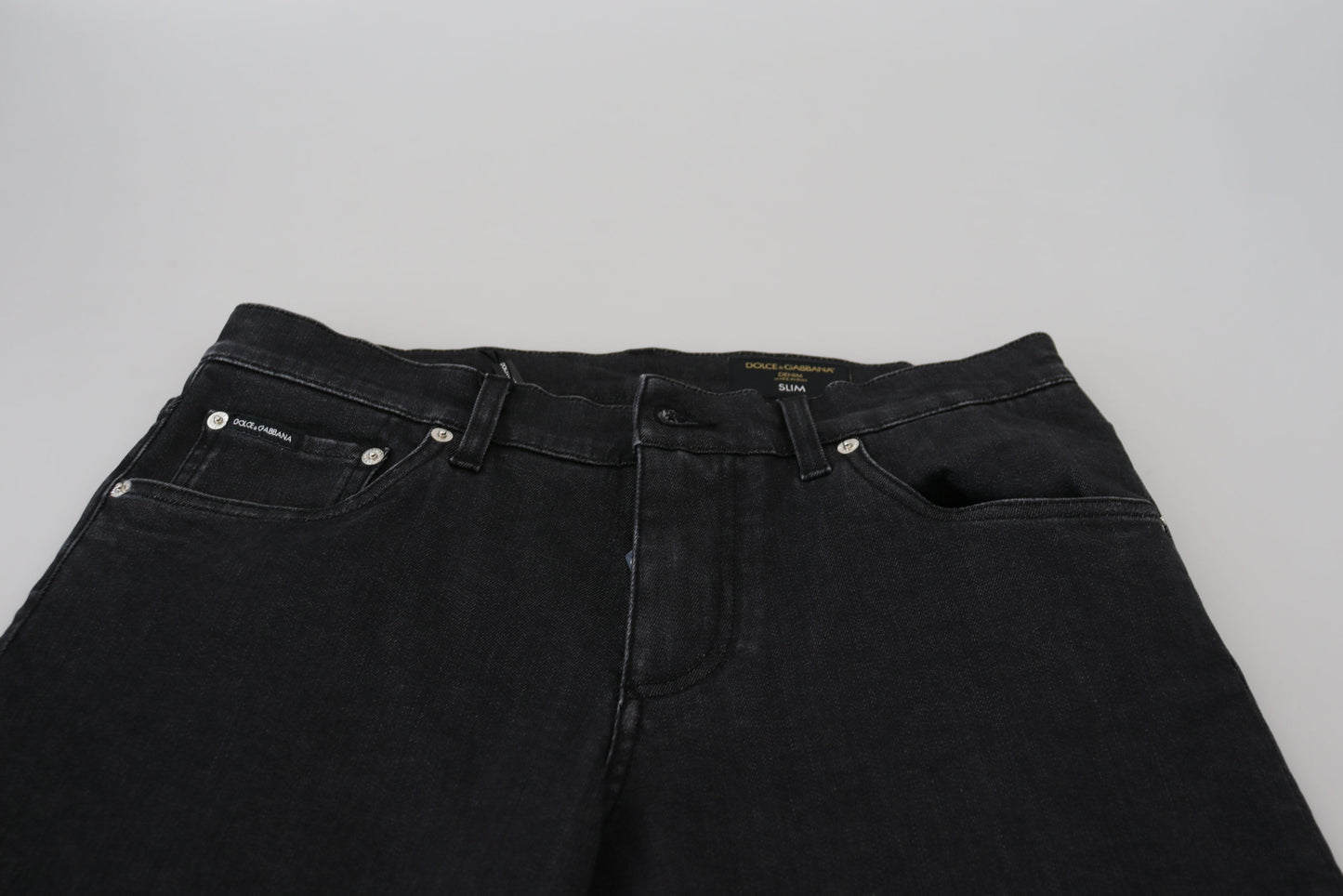 Elegant Black Cotton Stretch Jeans