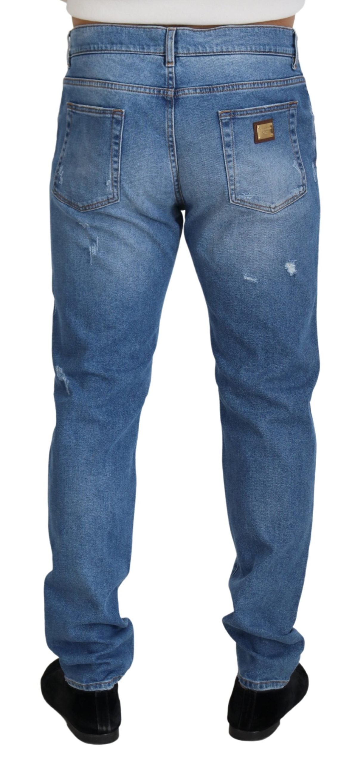 Elegant Blue Washed Denim Pants