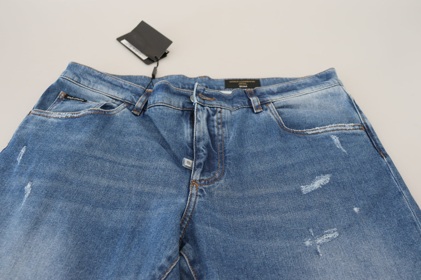 Elegant Blue Washed Denim Pants