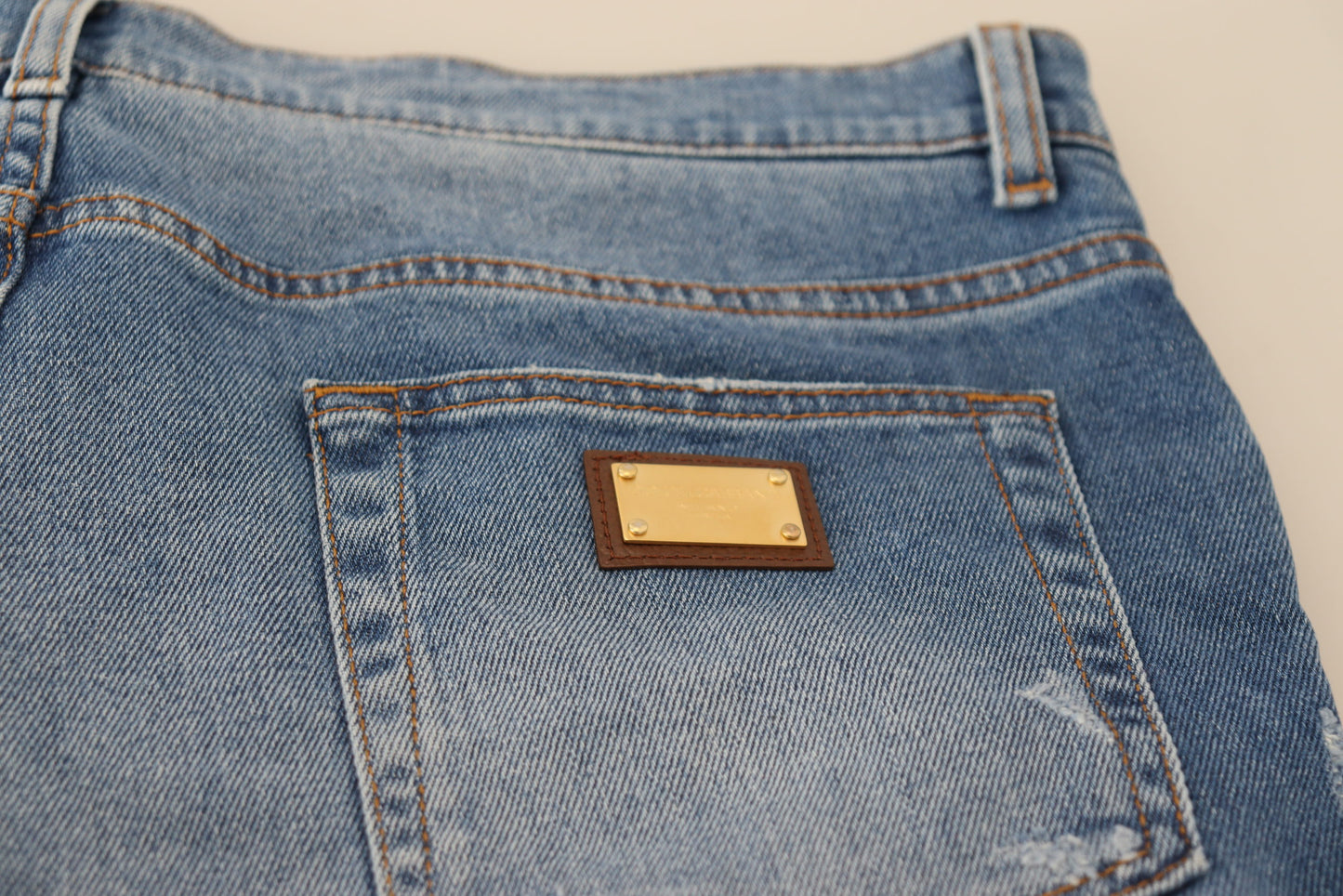 Elegant Blue Washed Denim Pants