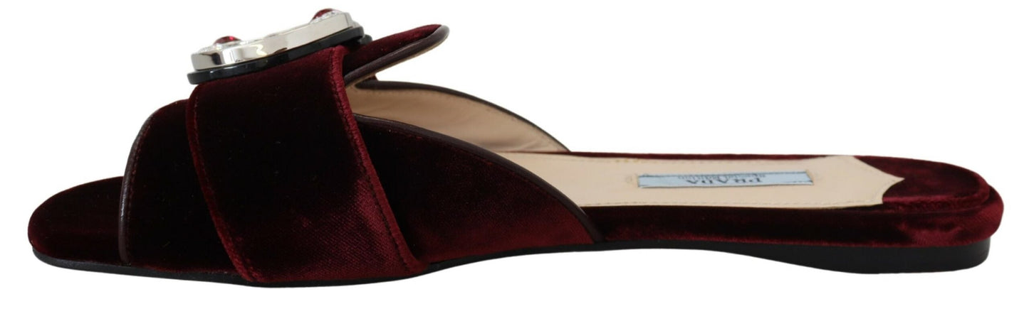 Elegant Bordeaux Velvet Flats