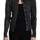 Elegant Chevron Wool Cardigan with Logo Buttons