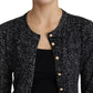 Elegant Chevron Wool Cardigan with Logo Buttons