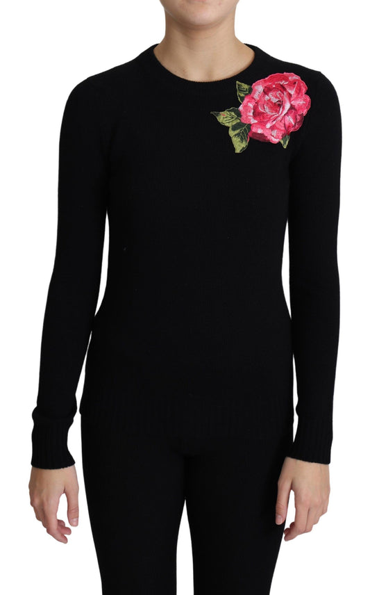 Floral Embroidered Wool Pullover Sweater