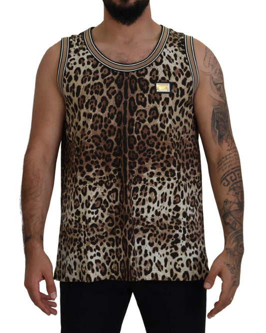 Leopard Print Sleeveless Cotton Tee