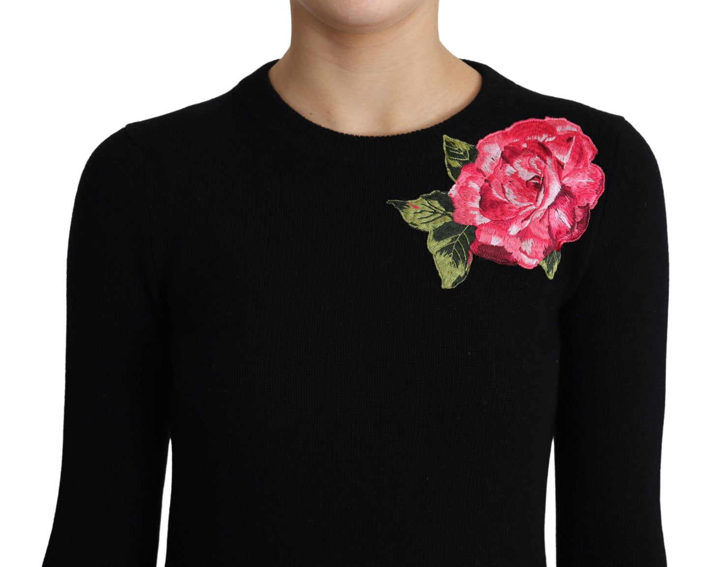 Floral Embroidered Wool Pullover Sweater