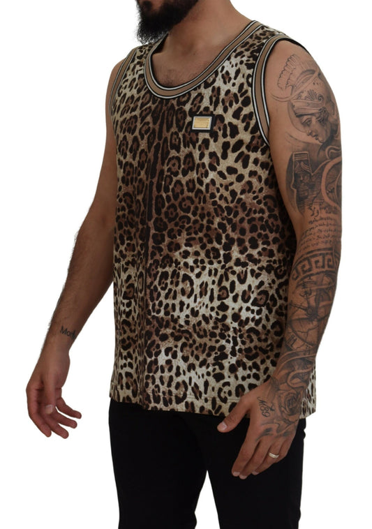 Leopard Print Sleeveless Cotton Tee