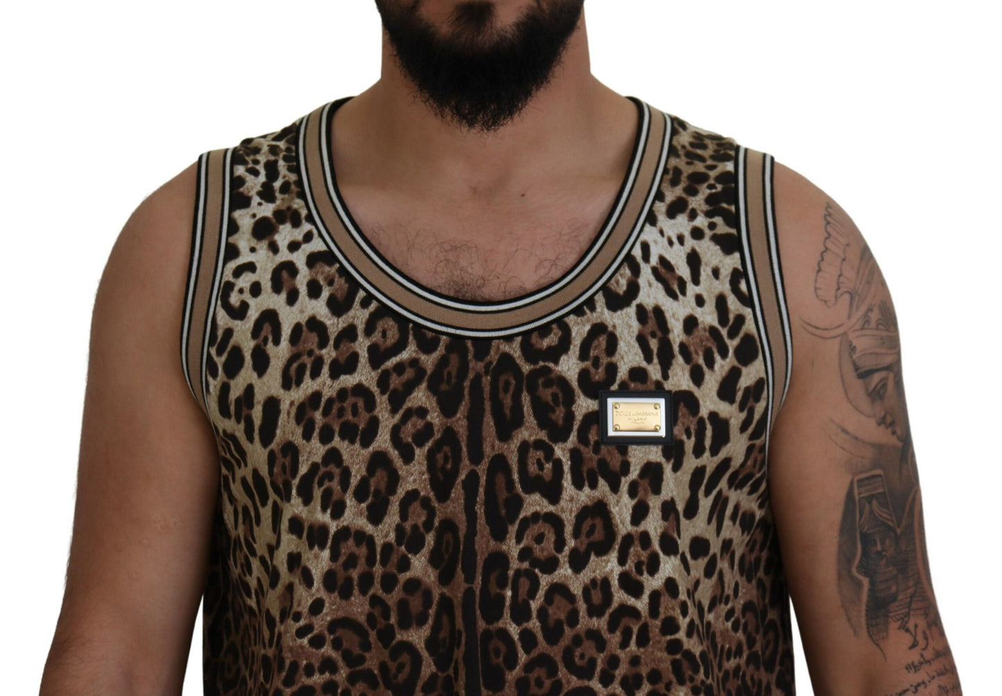 Leopard Print Sleeveless Cotton Tee