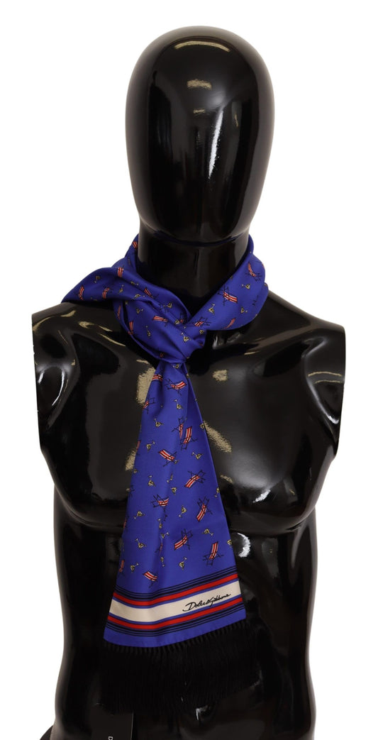 Elegant Purple Silk Scarf with Cocktail Print