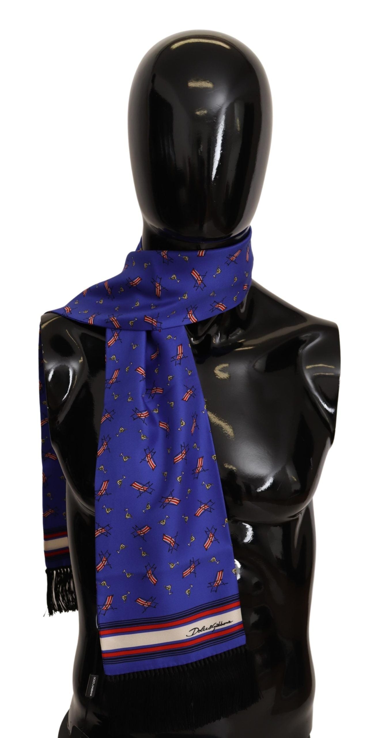 Elegant Purple Silk Scarf with Cocktail Print