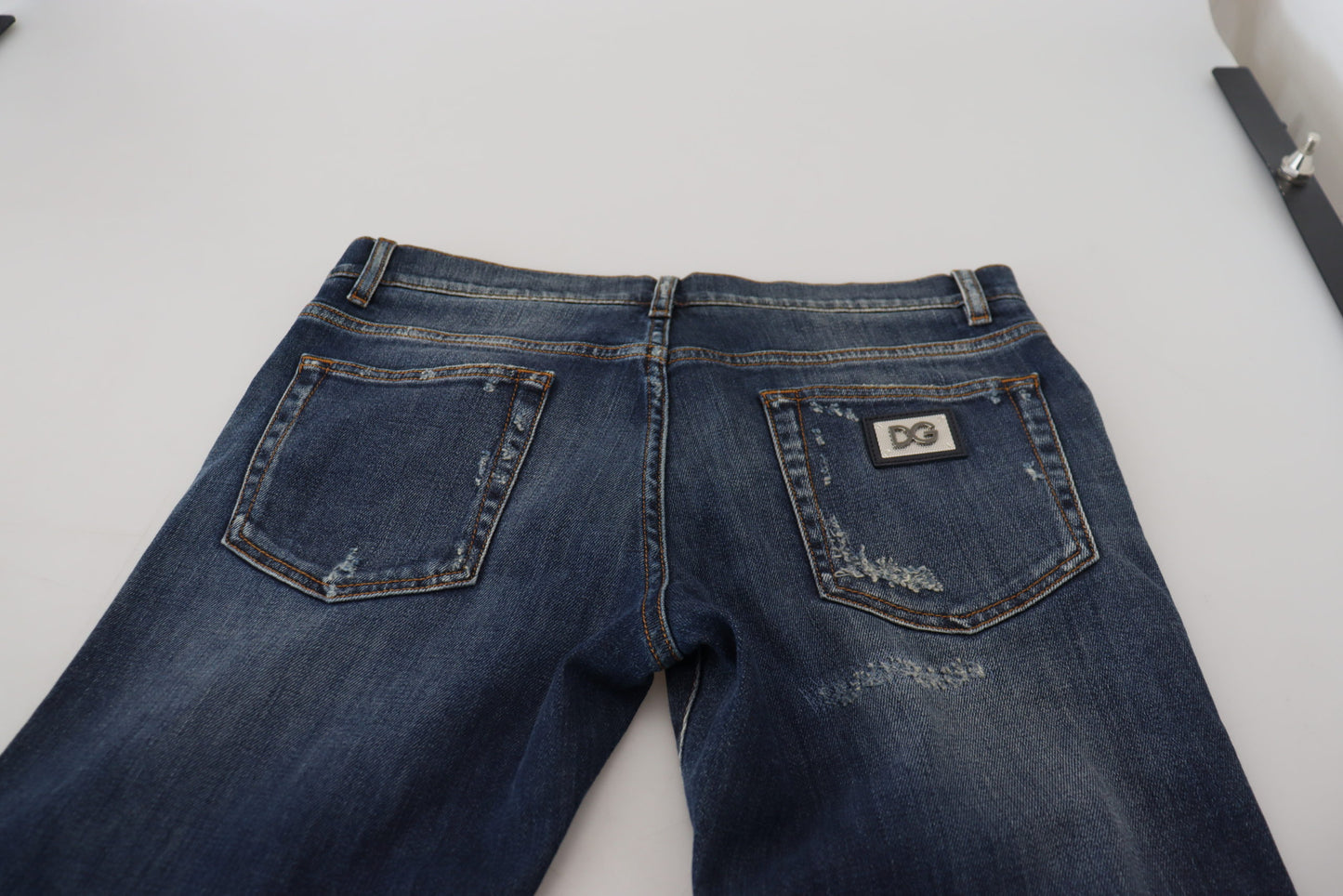 Elegant Blue Washed Denim Pants