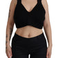 Black Bustier Cropped Cashmere Top
