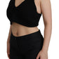 Black Bustier Cropped Cashmere Top