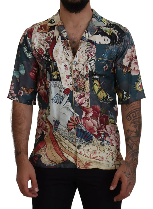 Elegant Silk Floral Men's Casual Shirt