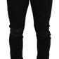 Black Cotton Tattered Skinny Denim Jeans