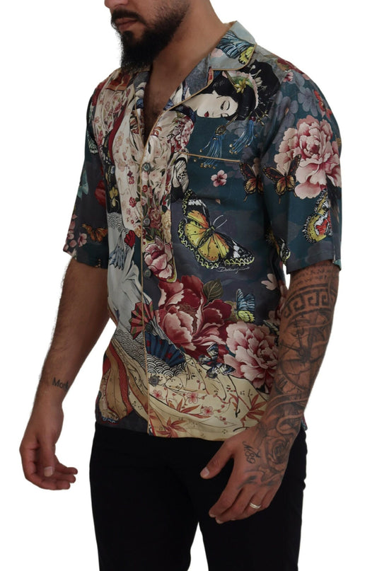 Elegant Silk Floral Men's Casual Shirt