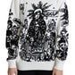 White Wool Graffiti Embroidery Pullover Sweater