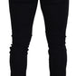 Black Cotton Tattered Skinny Denim Jeans
