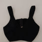 Black Bustier Cropped Cashmere Top