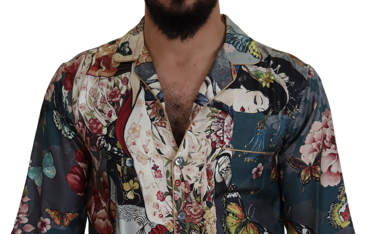 Elegant Silk Floral Men's Casual Shirt