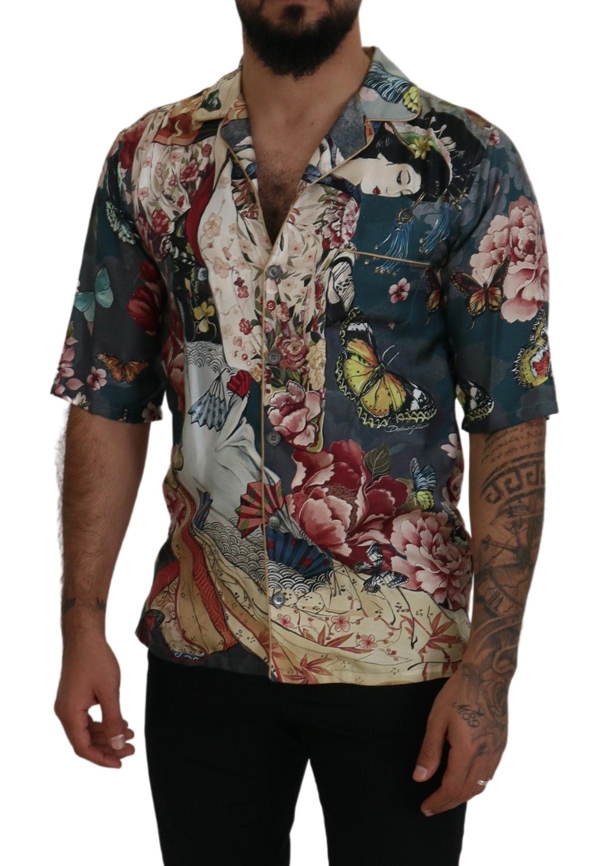 Elegant Silk Floral Men's Casual Shirt