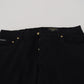 Black Cotton Tattered Skinny Denim Jeans
