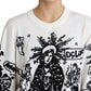 White Wool Graffiti Embroidery Pullover Sweater