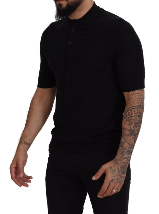 Elegant Black Mandarin Collar Tee