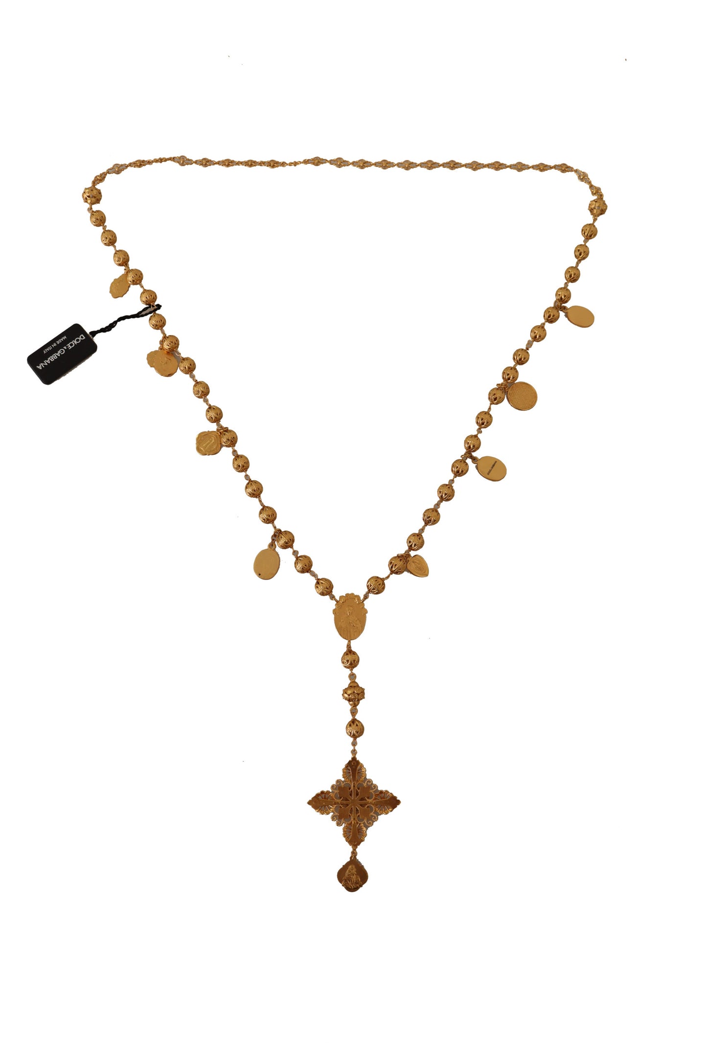 Elegant Gold Tone Cross Charm Necklace