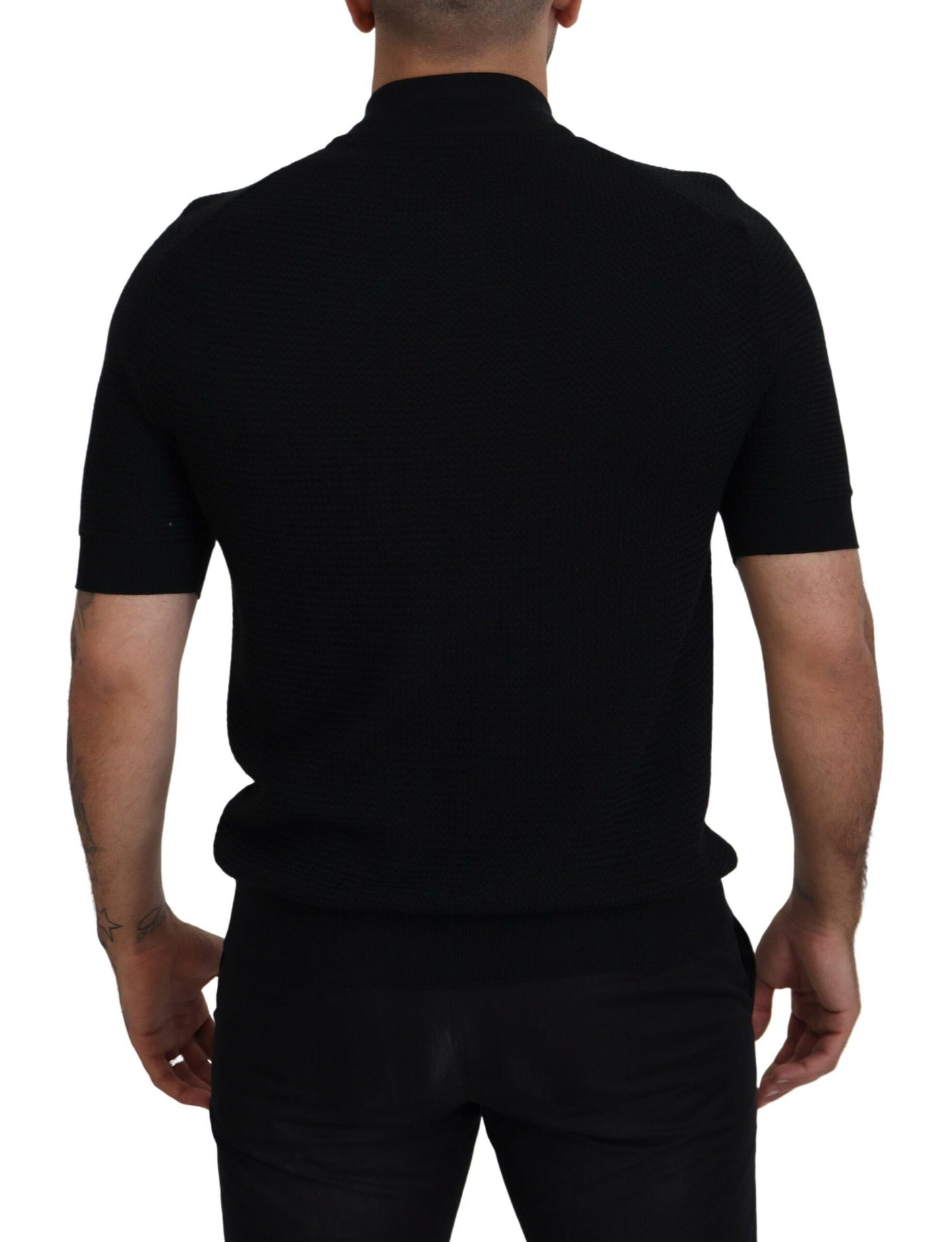 Elegant Black Mandarin Collar Tee