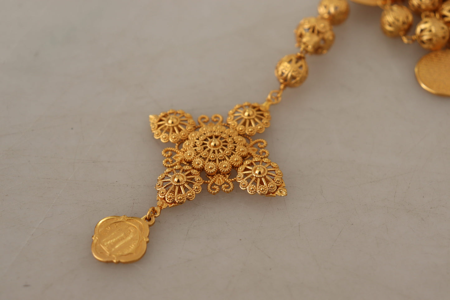 Elegant Gold Tone Cross Charm Necklace