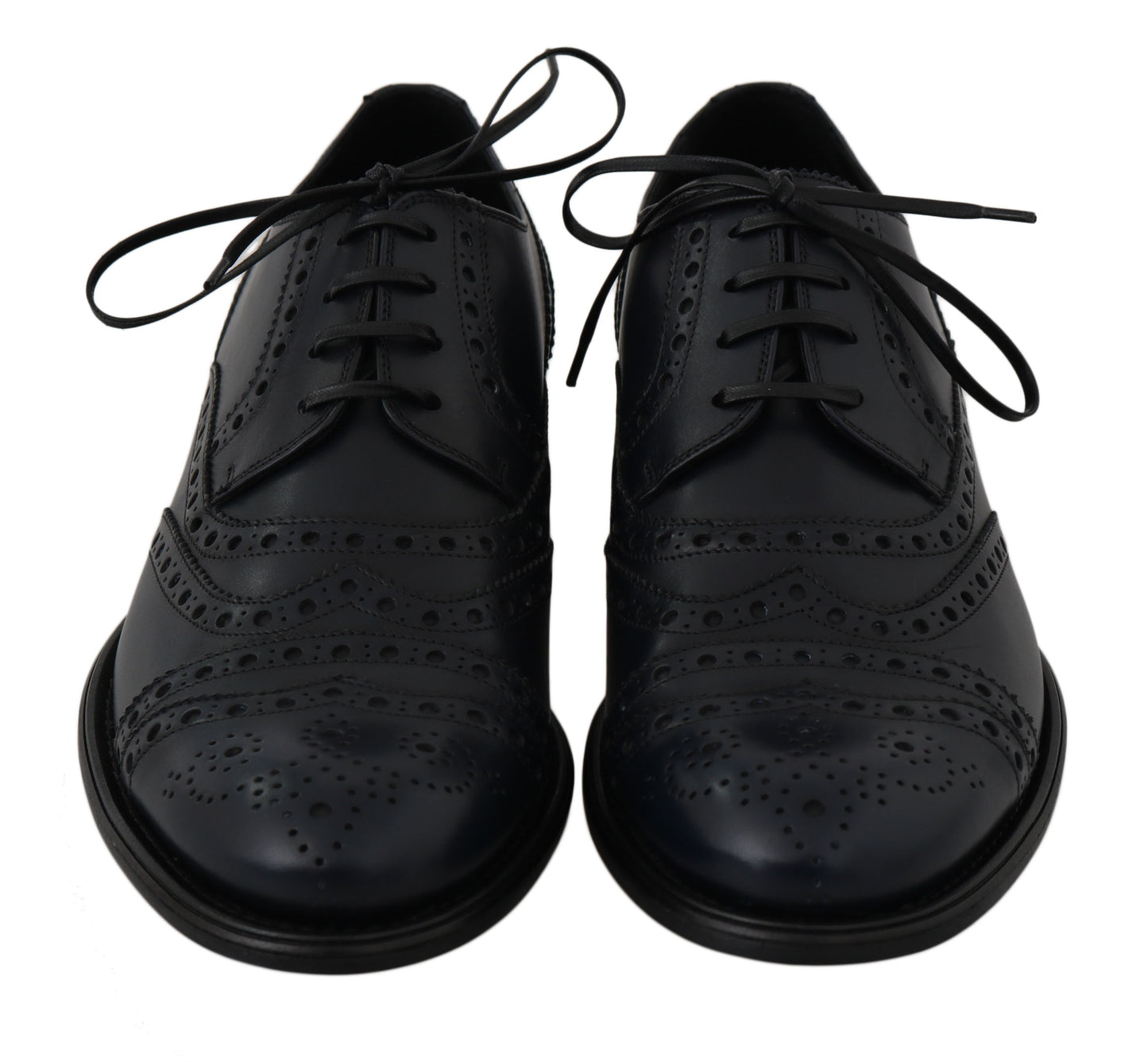 Elegant Dark Blue Leather Derby Shoes