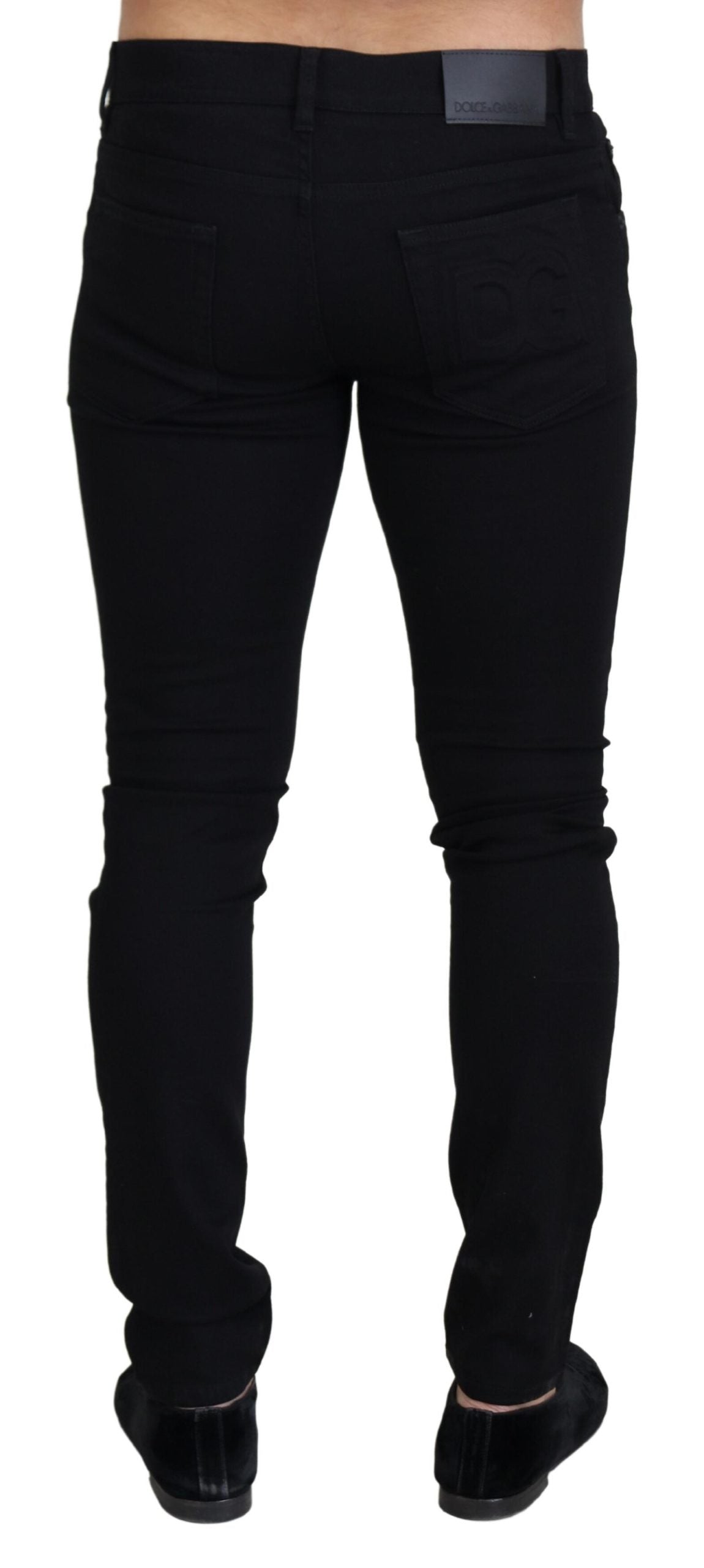 Elegant Black Cotton Blend Denim Pants