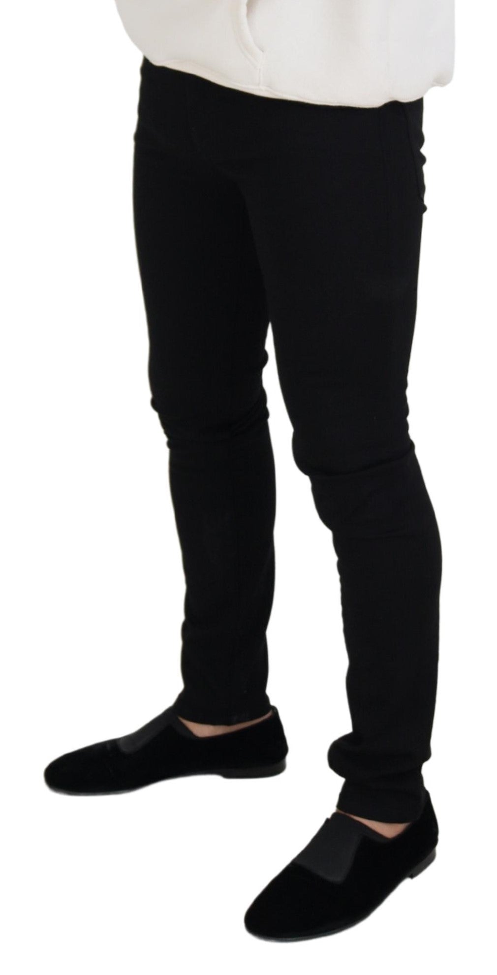 Elegant Black Cotton Blend Denim Pants