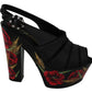 Elegant Floral Glitter Ankle Strap Sandals