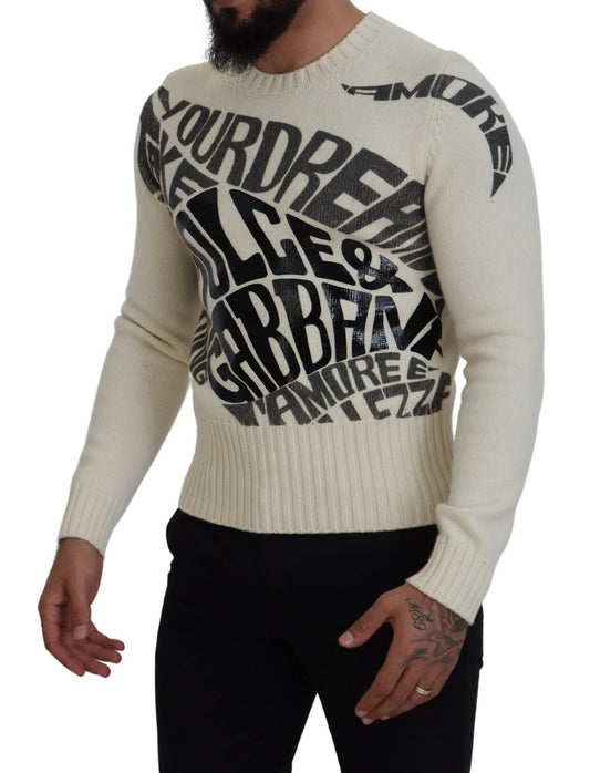 Elegant Off White Virgin Wool Sweater