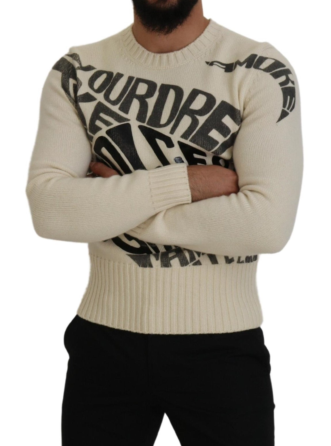 Elegant Off White Virgin Wool Sweater