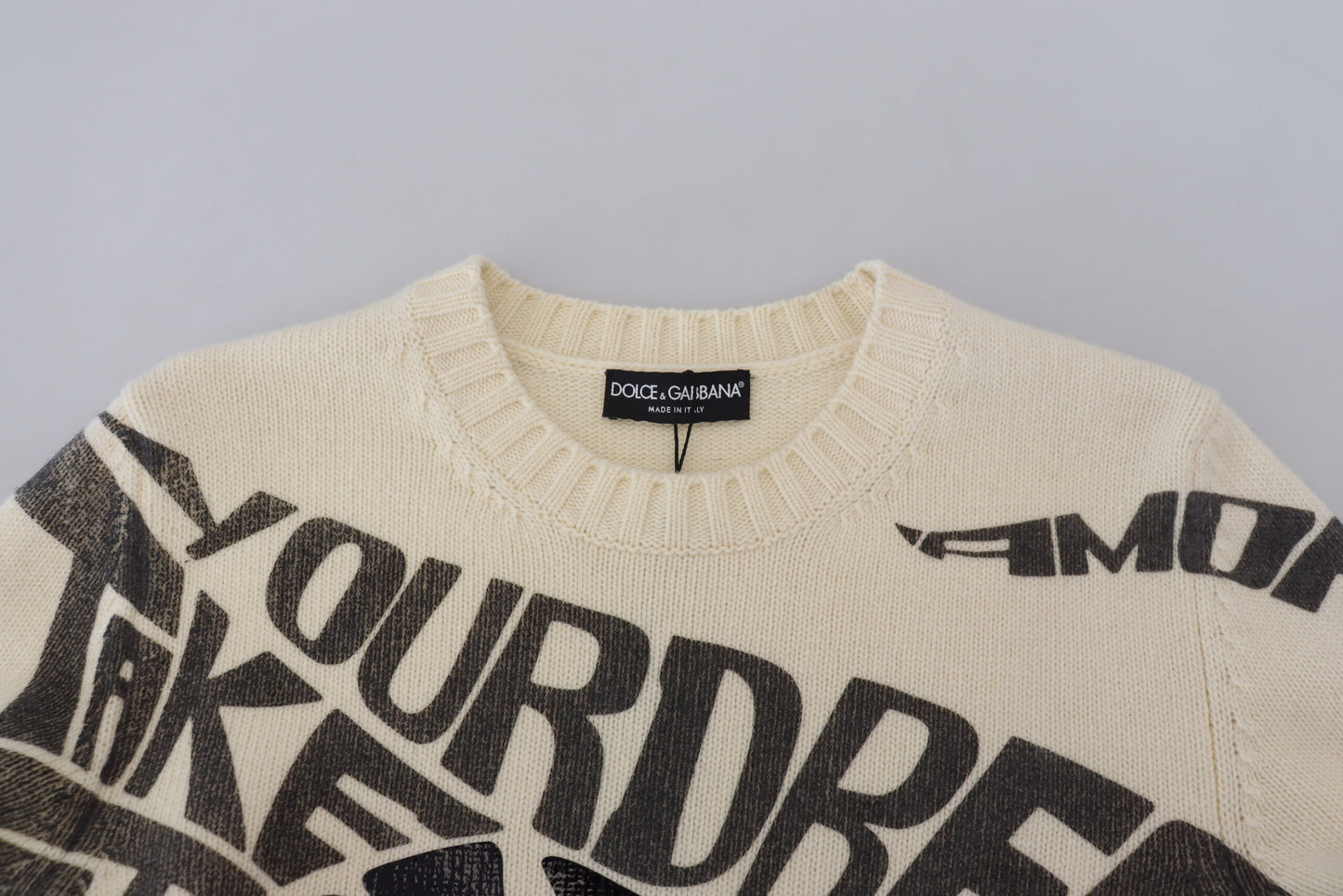 Elegant Off White Virgin Wool Sweater