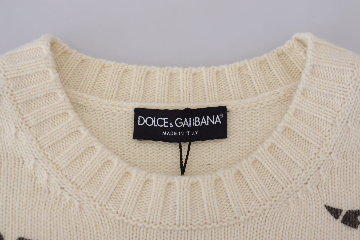 Elegant Off White Virgin Wool Sweater